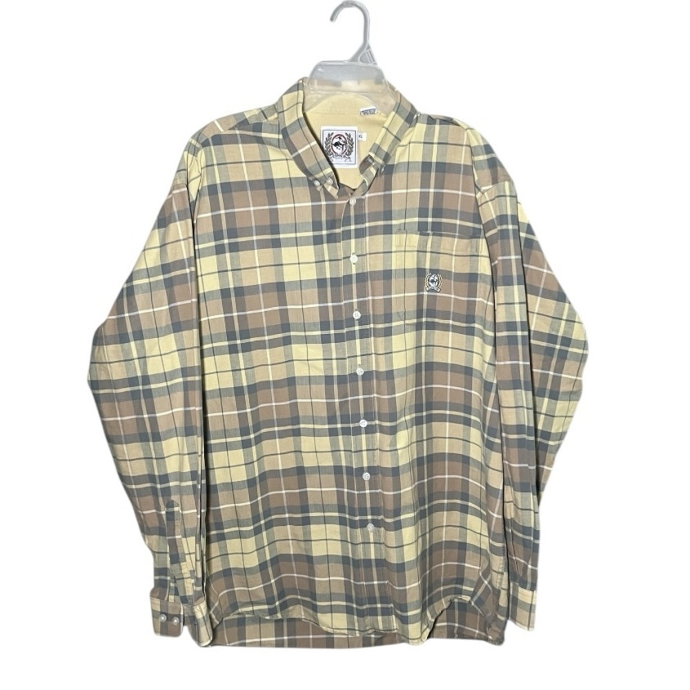 Gently Used Cinch Shirt Mens Long Sleeve Button Down Yellow Plaid Western Cowboy